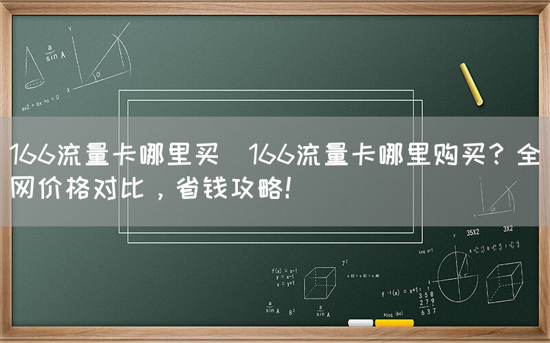 166流量卡哪里买(166流量卡哪里购买？全网价格对比，省钱攻略！)(图1)