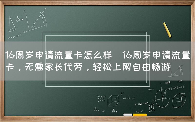 16周岁申请流量卡怎么样(16周岁申请流量卡，无需家长代劳，轻松上网自由畅游)(图1)